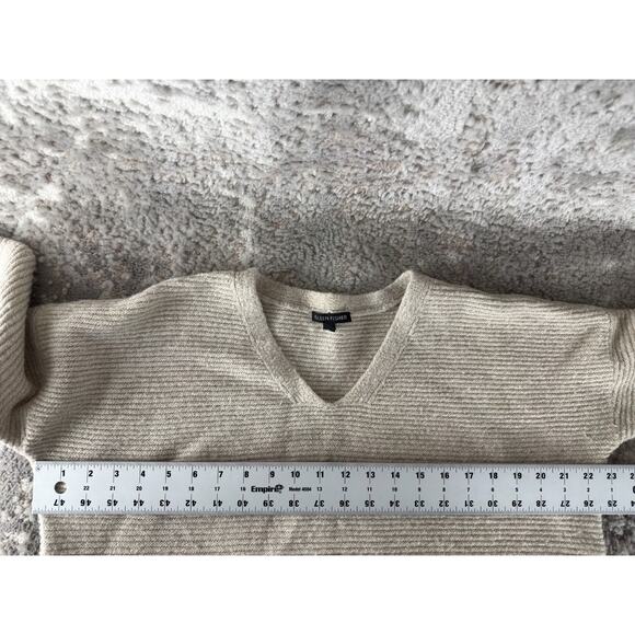 Eileen Fisher Size L Wool Yak Alpaca Ribbed Italian Yarn Casual Sweater Beige - Picture 3 of 6